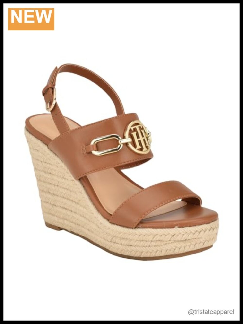 Tommy Hilfiger Khari Espadrille Wedge Sandals Rattan Slingback Buckle